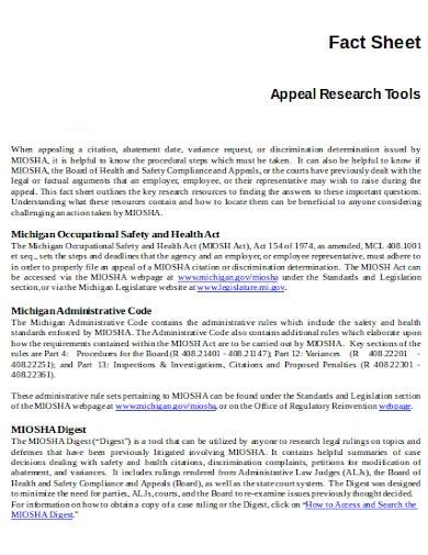 appeal research tool fact sheet