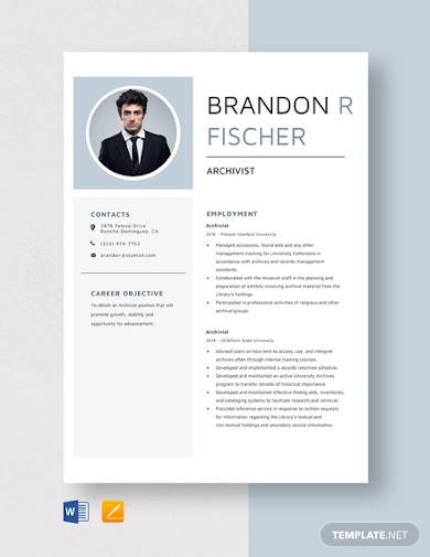 archivist resume template