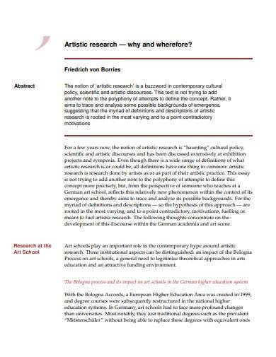 artistic practice research template