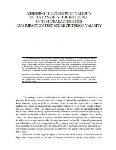 assesing construct validity template