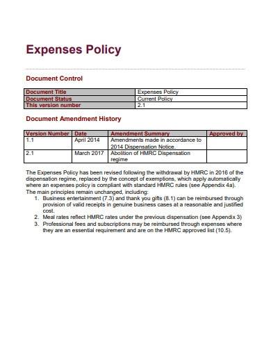 basic charity expenses policy