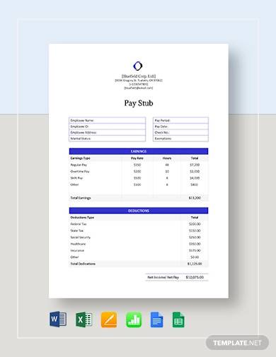 Pay Stub Template Google Docs