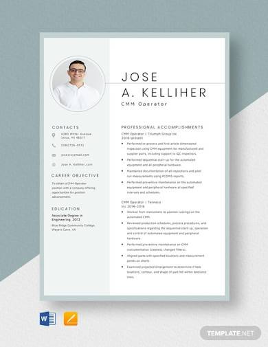 cmm operator resume template