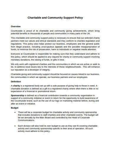 charitable community policy template