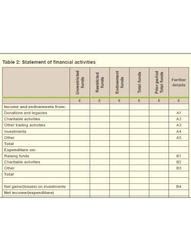charity accounting financial statement