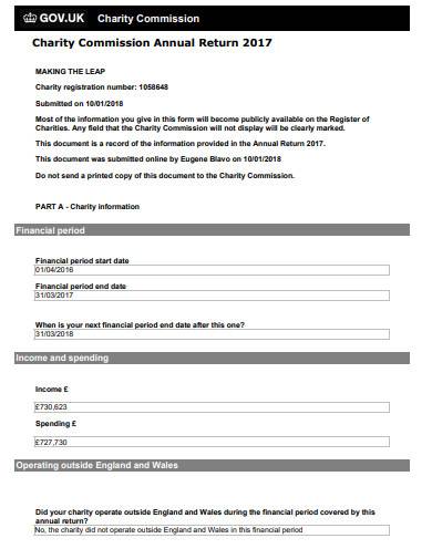 charity commission annual return template