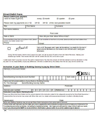 charity direct debit form template