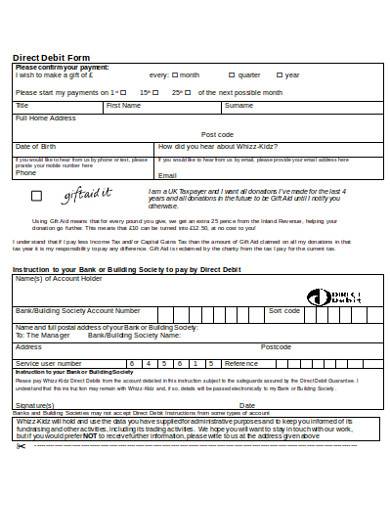 FREE 10 Charity Direct Debit Form Samples Templates In MS Word PDF