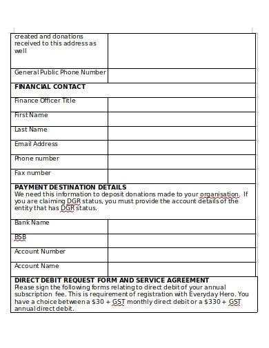 charity direct debit request form