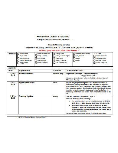charity meeting minutes template