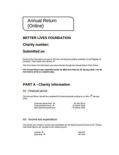 charity trustee commission annual return