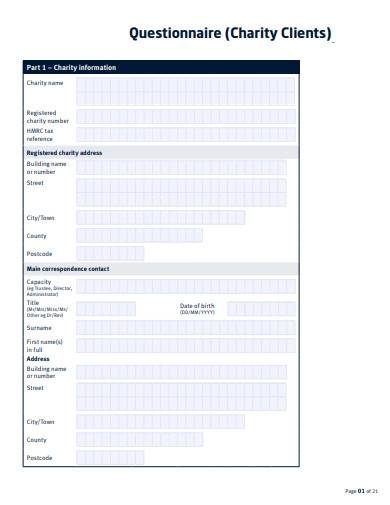 client charity questionnaire template