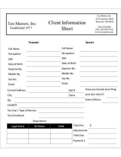 client information sheet