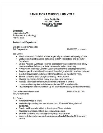 clinical research assistant resume