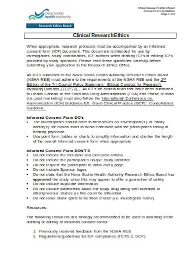 clinical research ethics template