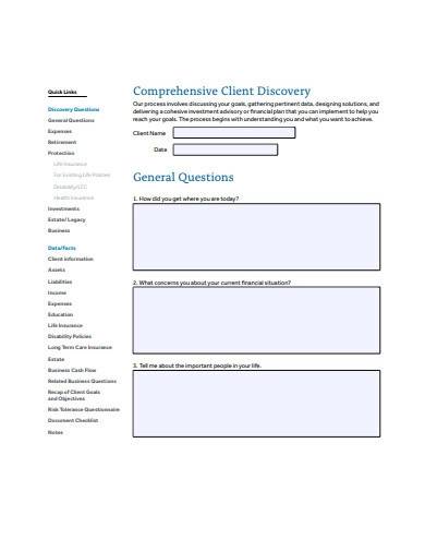 comprehensive client discovery template
