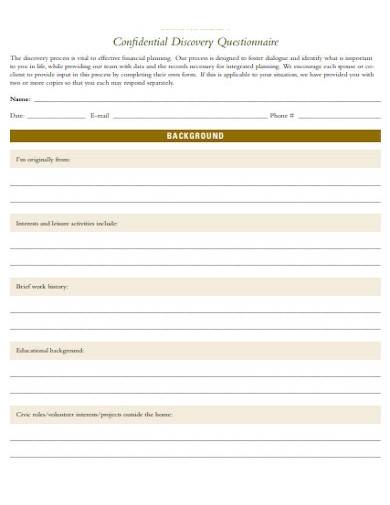 confidential discovery questionnaire