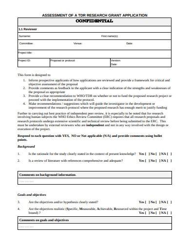 confidential research grant application