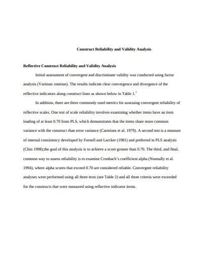 construct reliability validity analysis