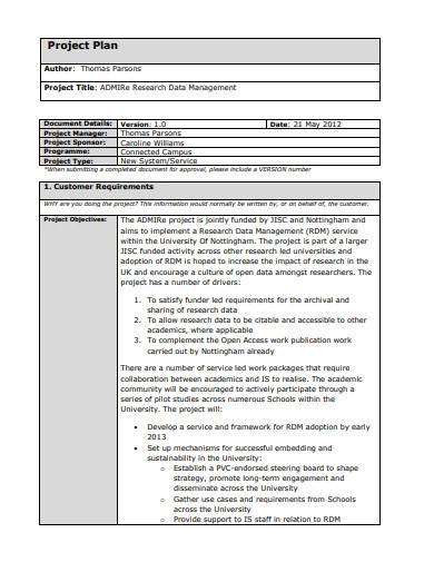 documentation project plan