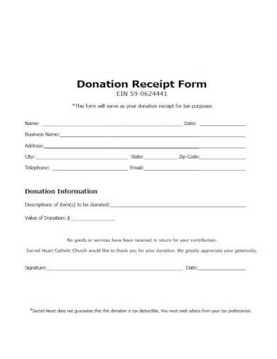 donation receipt form template