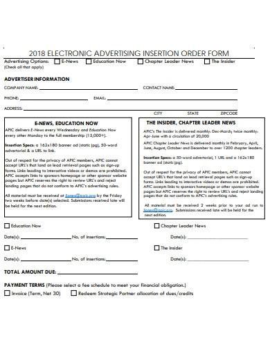 electronic advertising insertion order