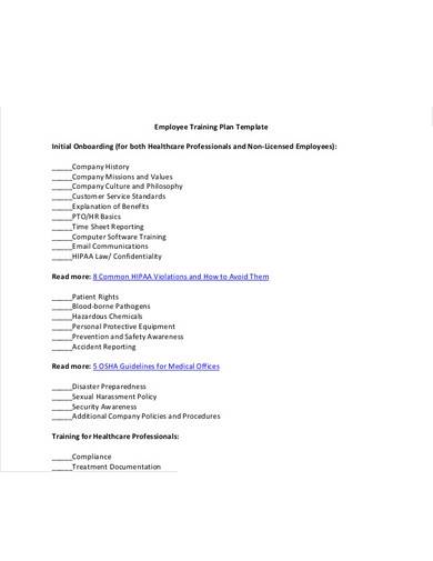 Free 10 Employee Training Plan Samples In Ms Word Pages Google Docs Pdf