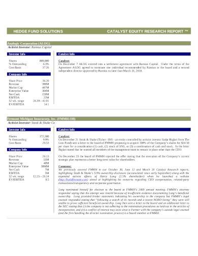 Equity Research Report Template