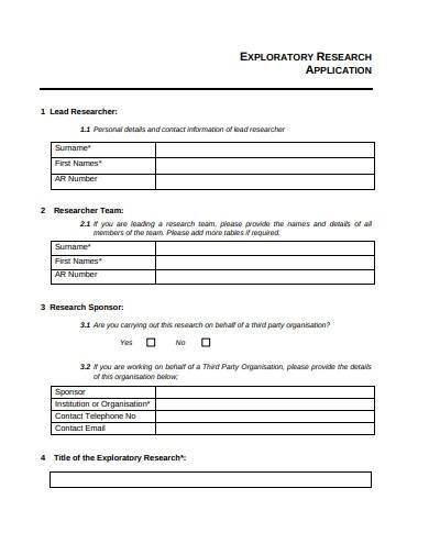exploratory research application template