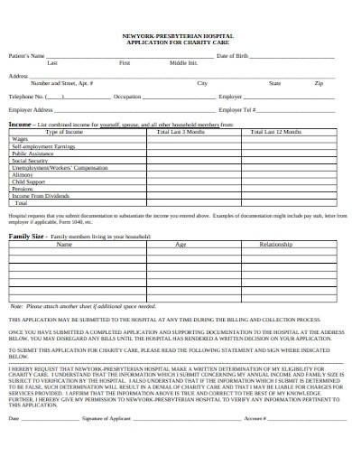 formal application for charity care