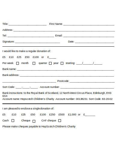 formal charity direct debit form