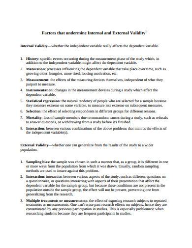 formal internal and external validity