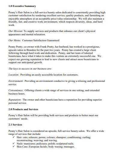 spa and salon business plan pdf