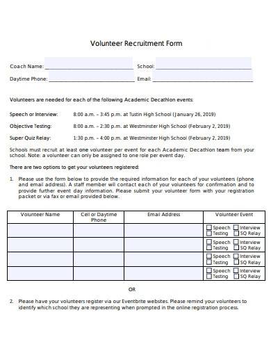 formal volunteer recruitment form