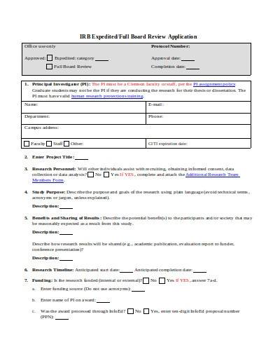 format of research application form
