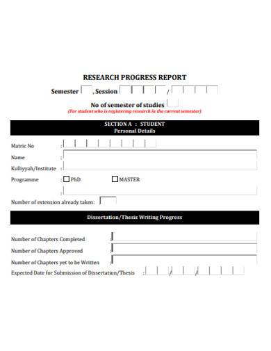 format of research progress report
