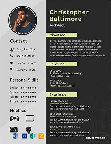 free architect resume template