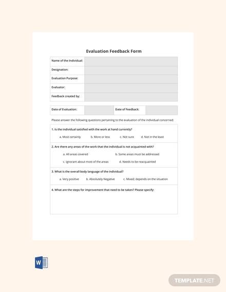 free blank hr evaluation feedback form