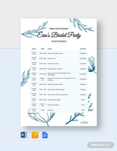 FREE 15+ Sample Event Itinerary Templates in PDF | MS Word | PSD ...