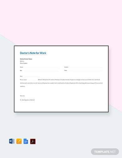 free doctors note for work template