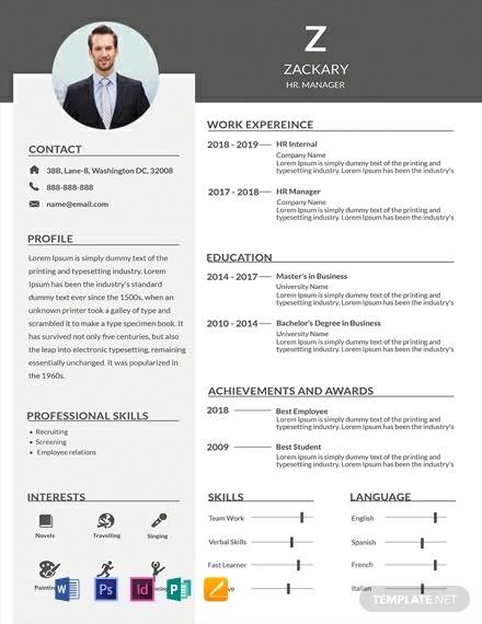 free hr manager resume template