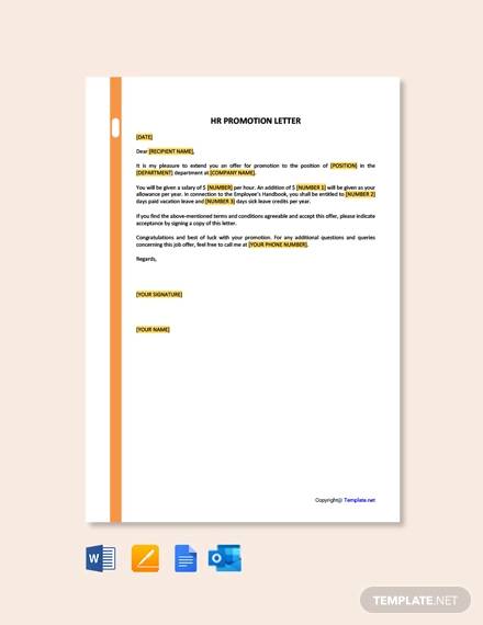free hr promotion letter template