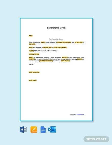 free hr reference letter template