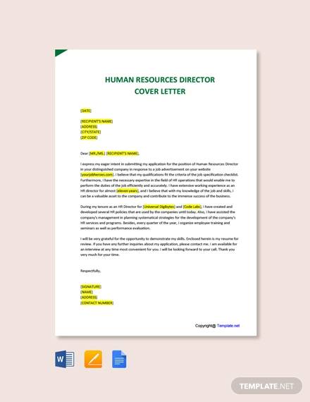 free human resources director cover letter template