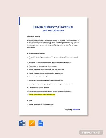 Free 14 Sample Human Resource Job Descriptions In Ms Word Pdf