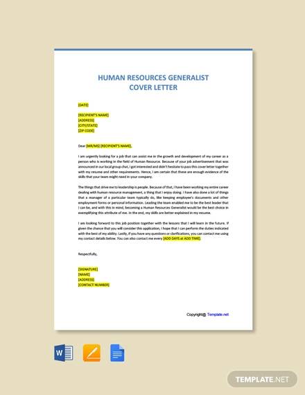 Free 10 Sample Human Resources Cover Letter Templates In Ms Word Pdf