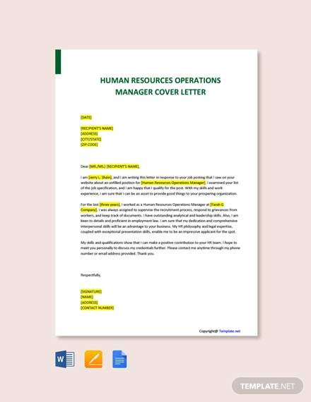 sample job application letter human resources manager