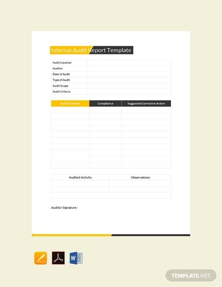 free internal audit report template