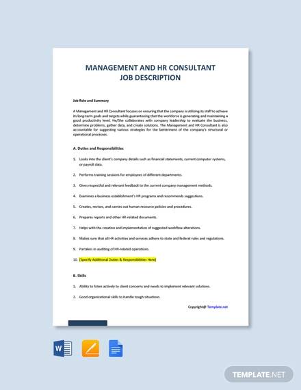 free management and hr consultant job description template
