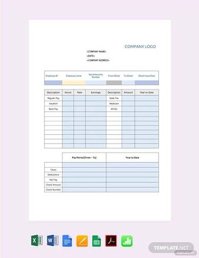 free packing pay stub template
